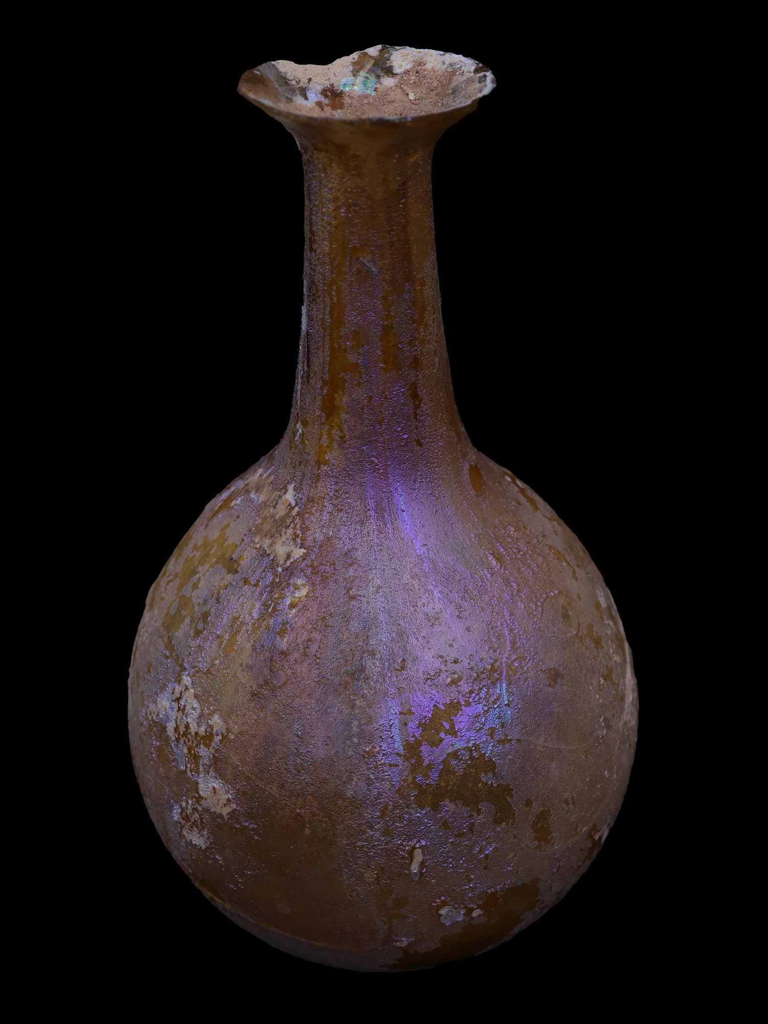 SMALL ARCHAEOLOGICAL ROMAN GLASS PERFUME BOTTLE PIC-2